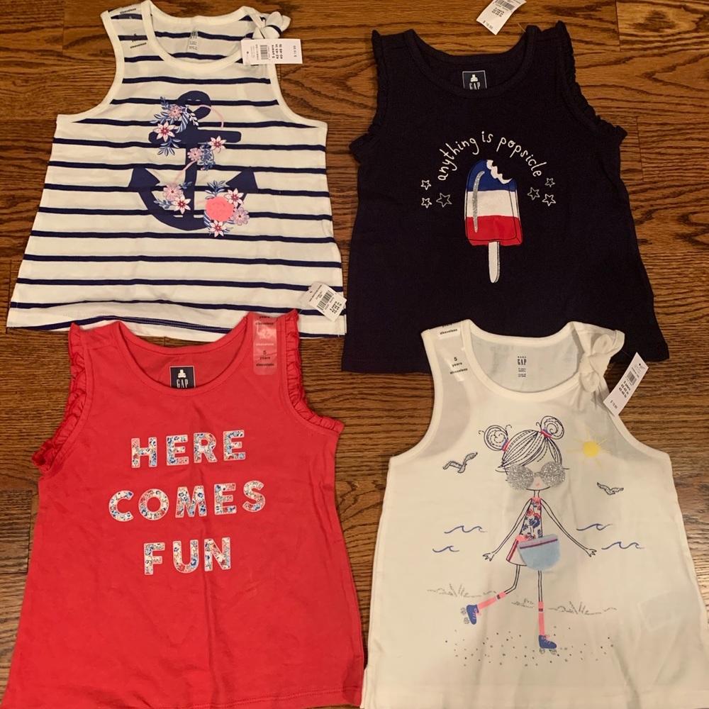 4 BNWT girls size 5 GAP tank tops